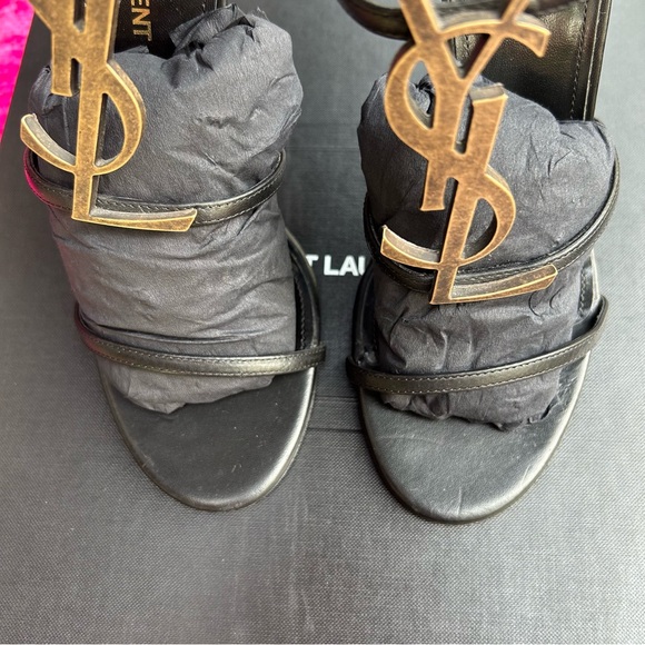 100% Auth YSL Cassandra 110 heels black/gold bronze size 37/7 TTS box and bags - Picture 7 of 16